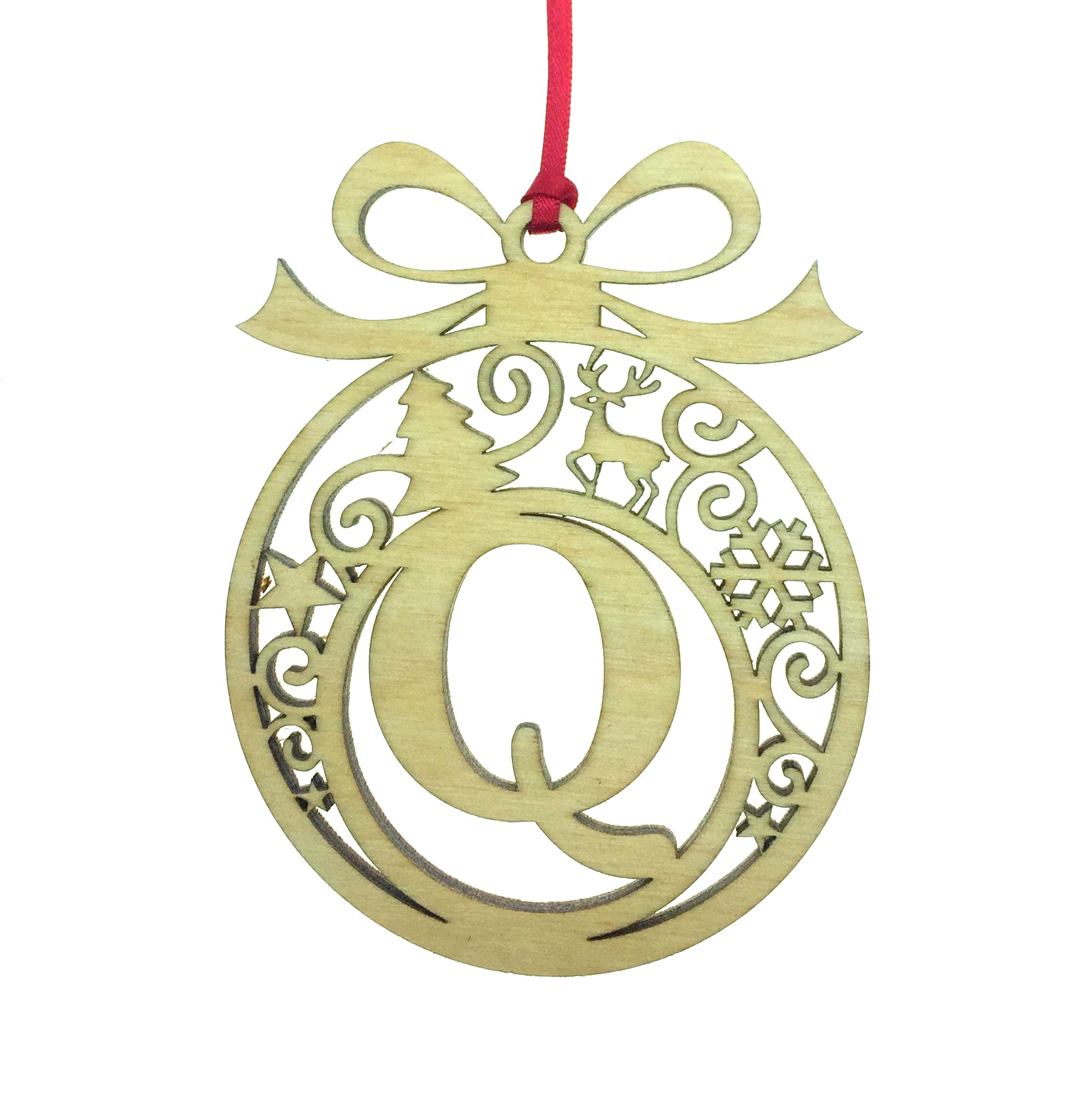Personalised Christmas tree bauble decoration pendant ornament: Letter Q — image 1