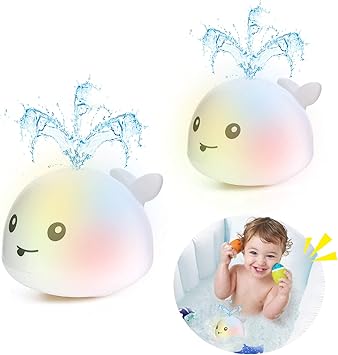 Addmos Badewannenspielzeug Baby Spielzeug Fur 1 2 3 4 5 Jahre Alte Jungen Madchen 2 X Wasser Baby Wal Badespielzeug Mit Licht Fur Kinder Ab 1 Jahr 2jahre Und Alter Ein Paar Amazon De Spielzeug