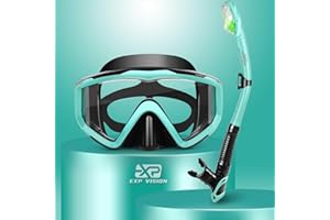 Snorkel Set, Pano 3 Snorkeling Gear for Adult, Anti-Fog Diving Mask and Dry Snorkel Professional Adult Snorkeling mask for Sn