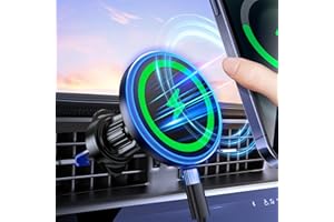 BOKILINO MagSafe Car Mount Charger, 3 in 1 [LED RGB HandsFree] Wireless Car Charger, Magnetic Phone Holders for Your Car- Fast Charging Car MagSafe Charger for iPhone 17/16/15/14/13/12 Series, for Men Women