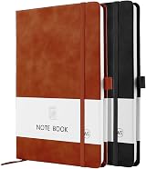 Lefute A5 Notebook 2 Pack 200 Pages 100 GSM Hardcover Journal Black Brown