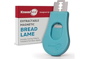KNEADACE Extractable & Magnetic Bread Lame Dough Scoring Tool - Professional Sourdough scoring tool for Sourdough Bread baking & Bread Making Tools - Scoring Patterns booklet & 5 Razor Blades
