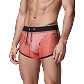HASWECHYS Men's Mesh Fishnet Boxer Shorts Breathable Elastic Drawstring Sheer See Through for Gym Lounge Party