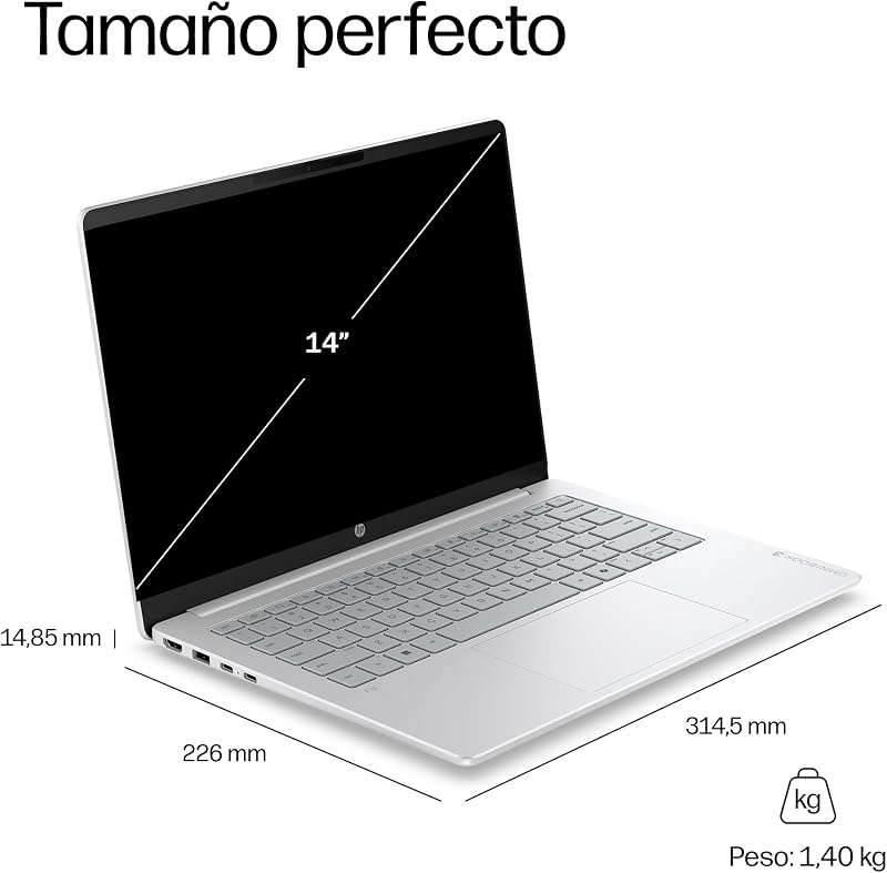 OmniBook 3 14-hz0000nsx - 14" WUXGA (1920x1200) portátil IPS antirreflexo, Snapdragon X AI PC, 16GB de RAM, 512GB SSD, Windows 11, QWERTY em espanhol, Prata, sem carregador incluído