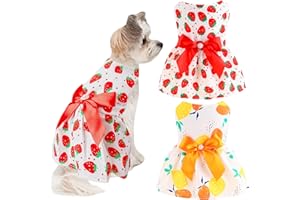 LAPOHI 2 PCS Dog Dresses Small Dogs Clothes Girls Outfit for Pets Puppy Dresses Floral Summer Cute Female Cat Dress(Medium)