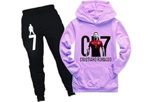 RYDLE Kids Cristiano Ronaldo Pullover Hoodie Sweatshirt and Sweatpants Set-CR7 Tracksuit 2 Piece Outfits for Boys Girls