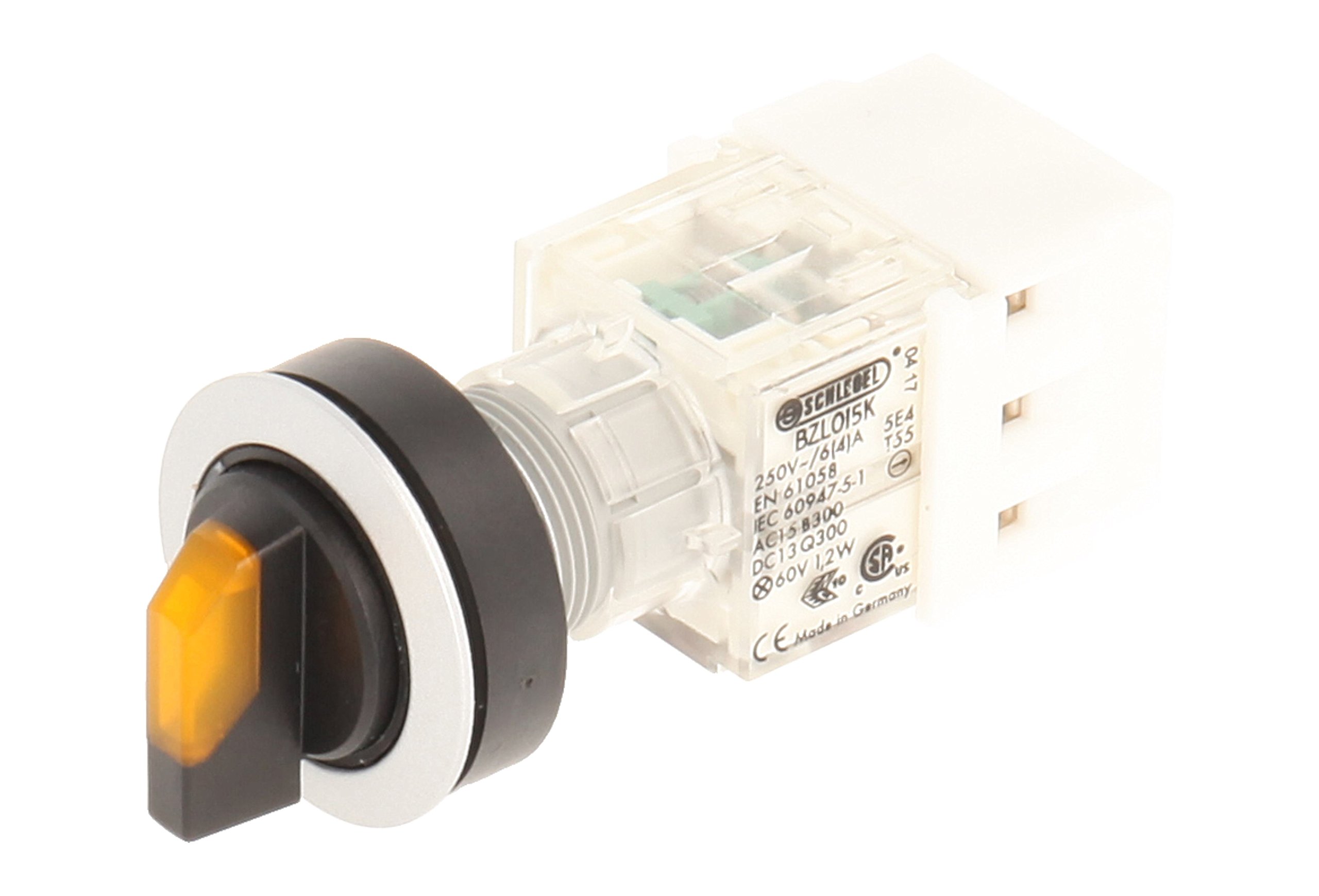 Club 23.001.222 Light Selector Latching/rastend 3 Positions Momentary Contact Transmitter 1 Closer + 1 opener with Lamp Socket t5,5 K LED 24 V, SCREW TERMINAL, Yellow/Silver (Pack of 2)