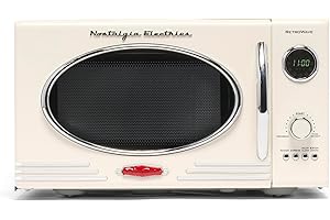 Nostalgia Retro Countertop Microwave Oven, 0.9 Cu. Ft. 800-Watts with LED Digital Display, Child Lock, Easy Clean Interior, I
