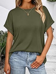 AUTOMET Womens Summer Tops Oversized Short Sleeve