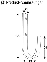Connex DY222013 Wall Hook 25x170x90x110mm Galvanised Steel 40Kg Load view 2