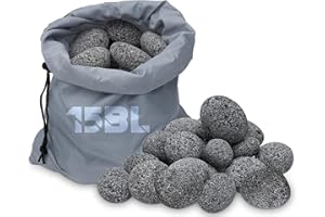 LEIMO KPARTS Black Lava Rock for Fire Pit,2"-3" Natural Lava Stones for Gas Fire Pit and Fireplace(15-Pound)