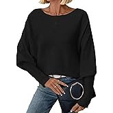 Dressmine Womens Fluffy Off Shoulder Sweatshirts Long Sleeve Tops Knit Batwing Pullover Boat Neck Spring Sweater Clothes
