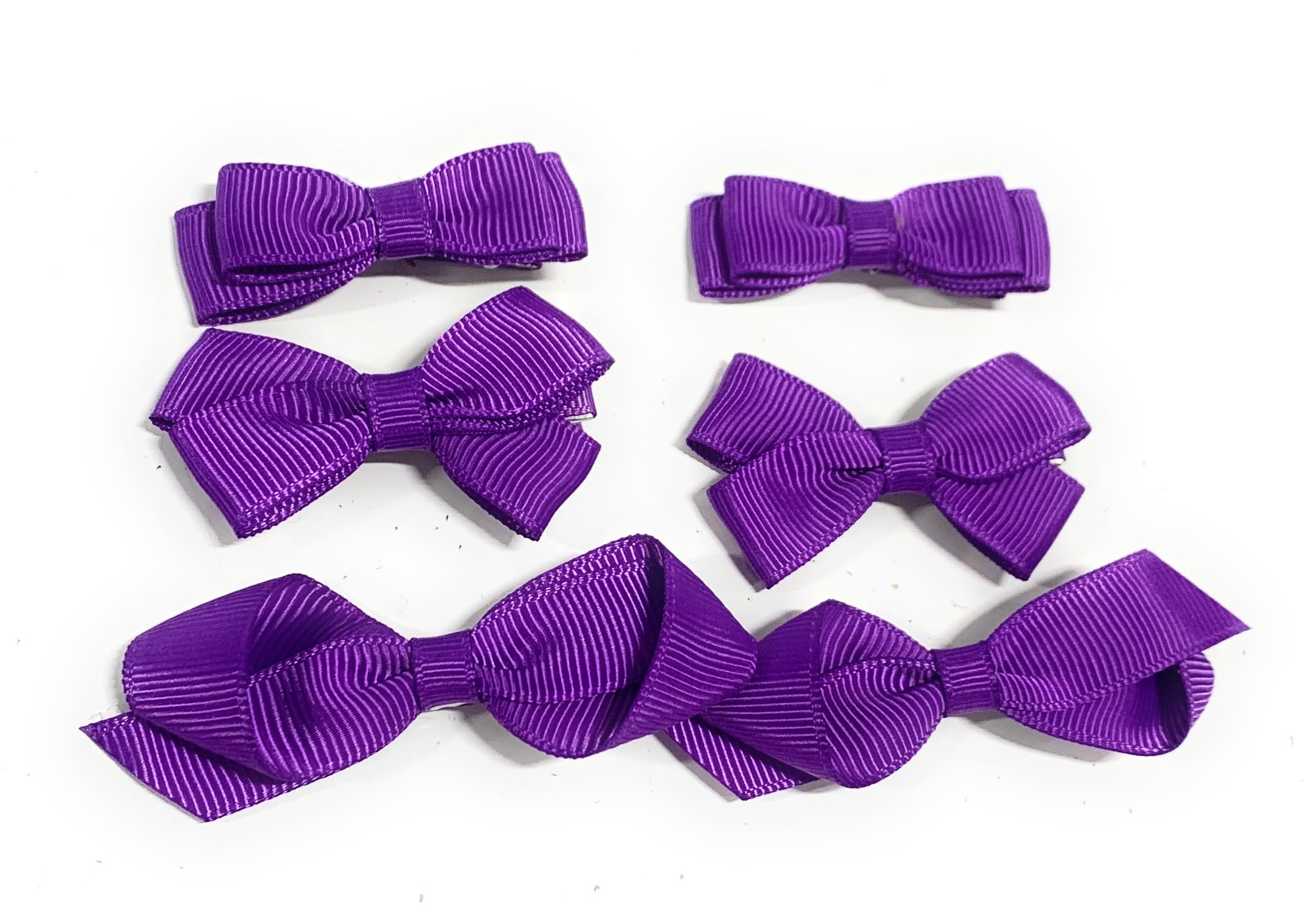 6 Clips (3 Pairs) School Bows Girls Small Hair Grosgrain Ribbon Hair Accessories Uniform (Purple) — image 1