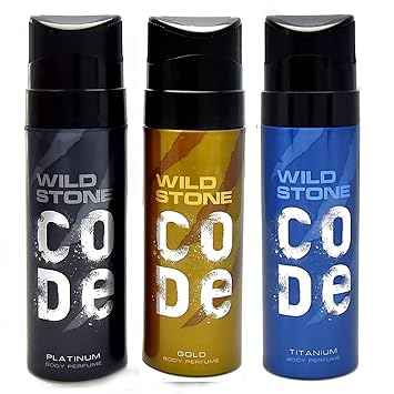 Wild Stone Code Platinum, Gold, Titanium Body Perfume (120ml each)