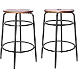 Amazon Brand – Ravenna Home Caleb Round Barstool with Metal Legs, Set of 2, 24"H, Black