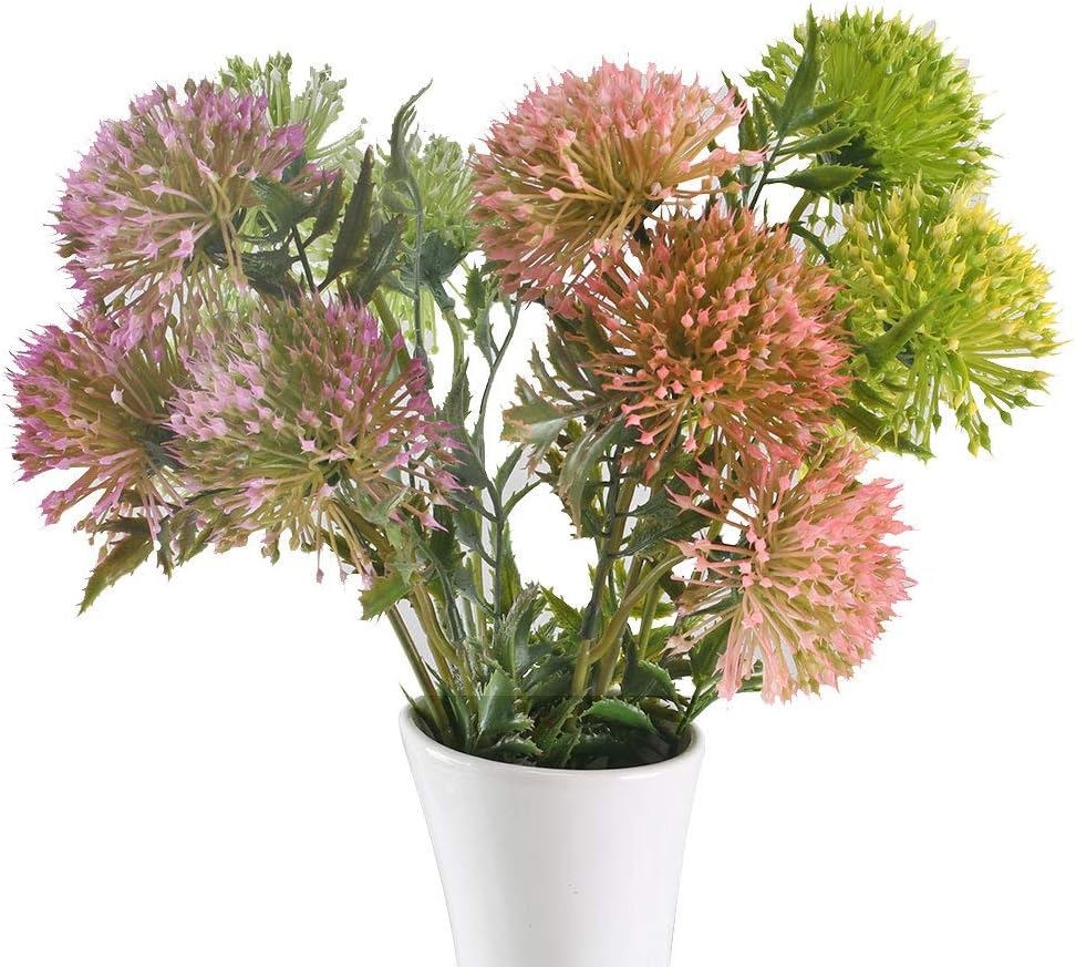 HUAESIN Artificial Branch Plastic Dandelion Flowers Colorful Fake Plastic Bushes for Wedding Indoor Outdoor Cemetery Pot Garden Decor 4pcs