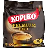 KOPIKO Premium 3 in 1 Instant Coffee Mix &ndash; Authentic Indonesian Volcanic Coffee, Strong Yet Smooth, Pre-Mixed with Creamer &amp; Sugar (21.2 OZ in 30 Coffee Sachets)