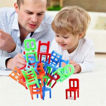 Amazon Konrev 椅子パズル 積み木 バランスゲーム 椅子ゲーム 積み重ねる 知育ゲーム ごっご遊び 子供 おもちゃ ミニ カラフル 学習 子供 キッズ おもちゃ プレゼント 18ピース 積み木 おもちゃ