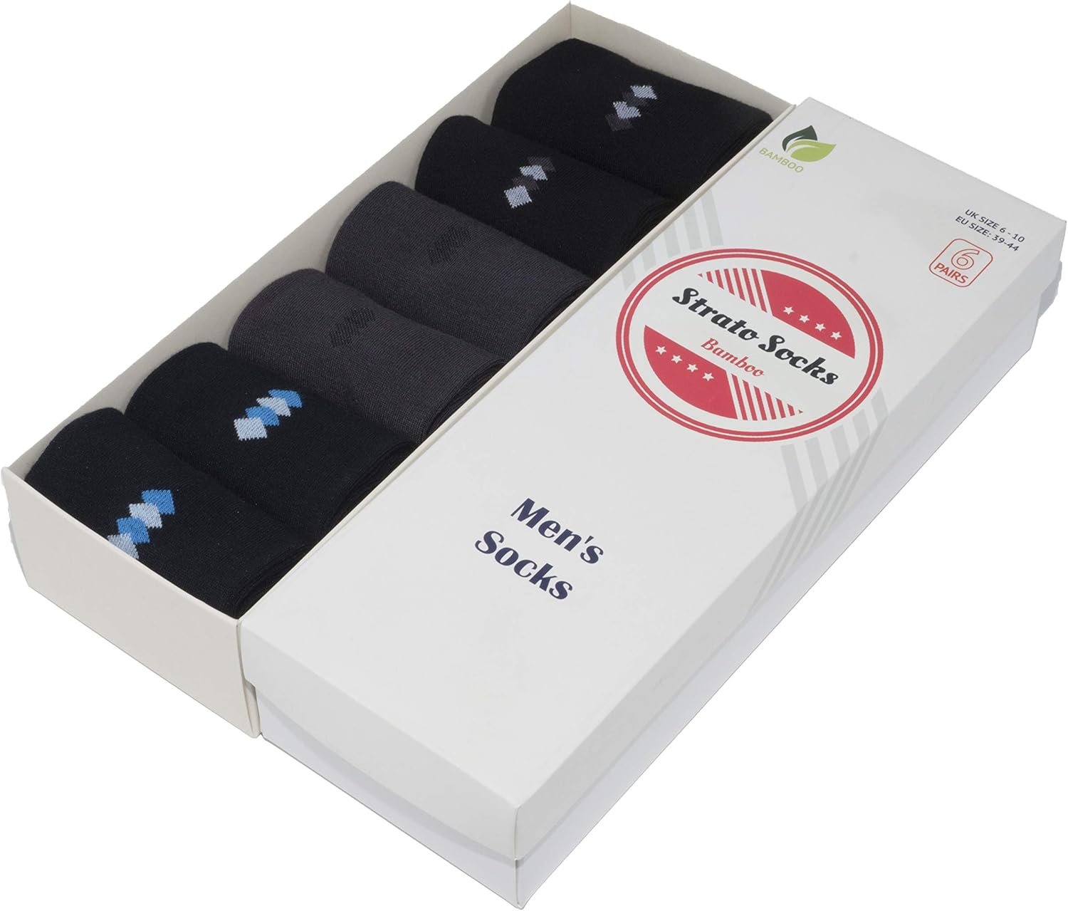 6 Pack Bamboo Socks for Men, Super Soft, Comfortable & Breathable