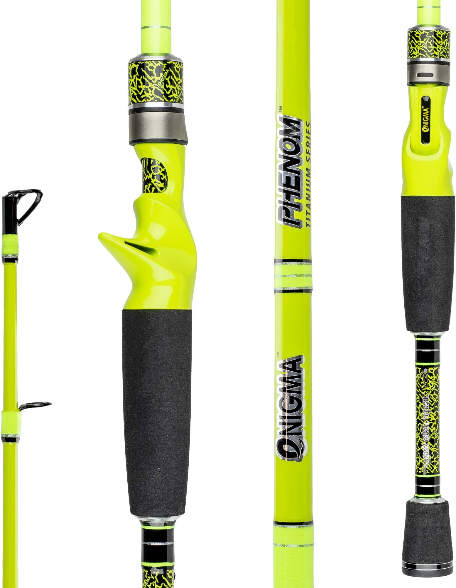 Enigma Fishing Phenom Titanium Gen2 High-Performance Bass Fishing Rods, Japanese Toray High Modulus 30 Ton Graphite Blanks, Alps Guides, Quality Eva Grip, 10 Lengths & Actions - Casting Rod