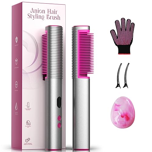 Hair Straighteners, 2-in-1 Straightener & Hair Brush with Negative Ion for Frizz-Free Hair,Digital Display,9 Temp Settings, Fast Heating, Anti-Scald, Hair Styling Tools for Beginners and Professionals