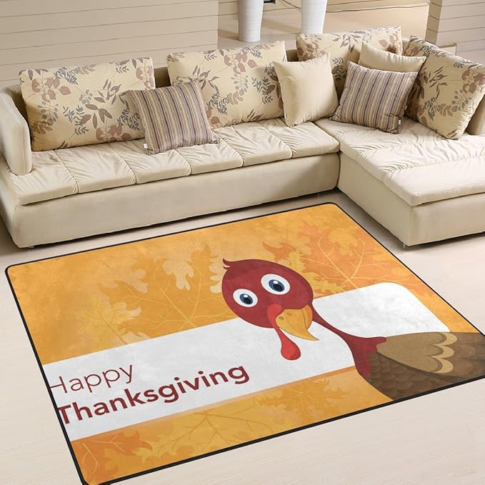 ALAZA Soft Indoor Modern Thanksgiving Turkey Area Rug for
