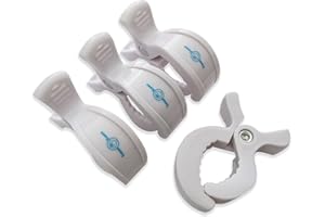 DINKY NINKY Stroller Clips to Hook Muslin Sun Shade to Canopy, Car Seat Cover Clip, Nursing Cover, Pram Toy Holder, Blanket Clamp - Best Baby Shower Registry Gift - Buggy Accessory