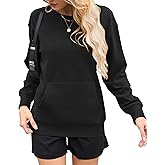 AUSELILY Women’s Crewneck Hoodless Sweatshirt Oversized Long Sleeve Pullover Tops with Pockets 2025 New X Decoration