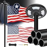 20FT Black Heavy Duty Flag Pole Kit with 3x5 Ft American Flag & Solar Light - 12 Gauge Aluminum Tubing, Resistance High Winds, Hardware Flagpole Set for Residential Commercial Outdoor Ready