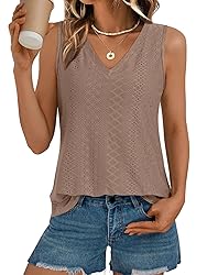 AUTOMET Women Summer Tank Top Eyelet Embroidery