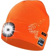 Keains Bluetooth Beanie with Light, Musical Knit Hat with Headphones and Built-in Speaker Mic, Gifts for Men Women Dad