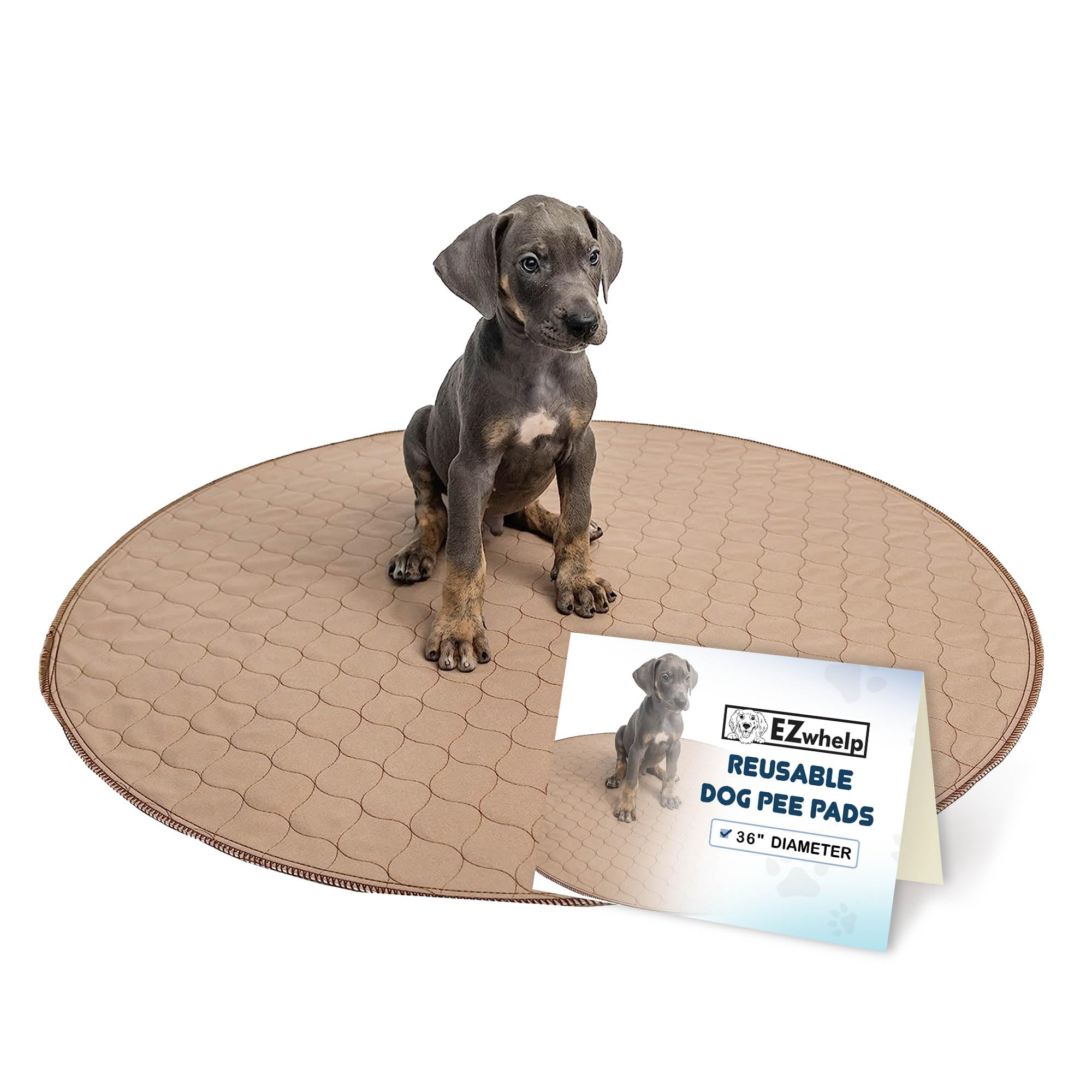 EZwhelp Reusable Dog Pee Pad, Washable Waterproof Mat for Dog Potty Training or Whelping Pad, Round, 36 Inch