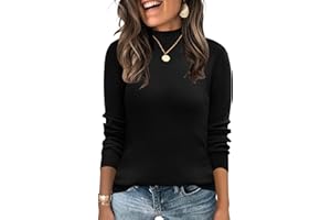 LOMON Mock Neck Tops for Women Long Sleeve Dressy Casual Lightweight Basic Knitted Pullover Sweater S-XL