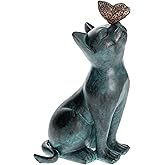 iHeartCats Cat Memorial Figurine with Butterfly - Cat Statue Pet Memorial Gifts