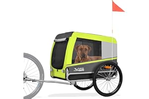 Tiggo Veelar Sports Large Pet Bike Trailer for Medium or Large Sized Dog or Multiple Small Dogs, Foldding Frame Bicycle Carrier Up to 78 LBS Parking Brakes,Low Center of Gravity