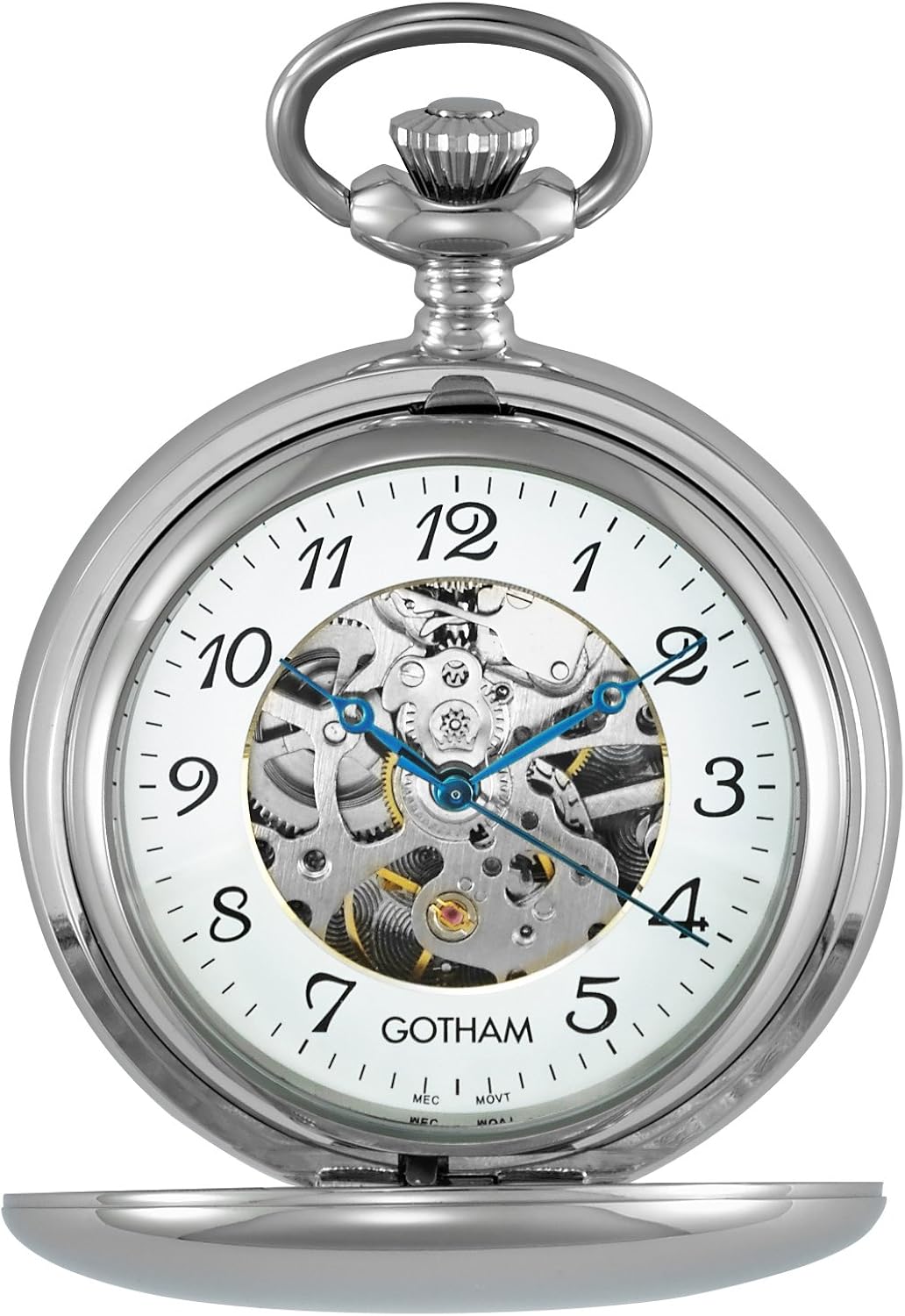 Gotham Men's SilverTone 17 Jewel Mechanical Double Cover