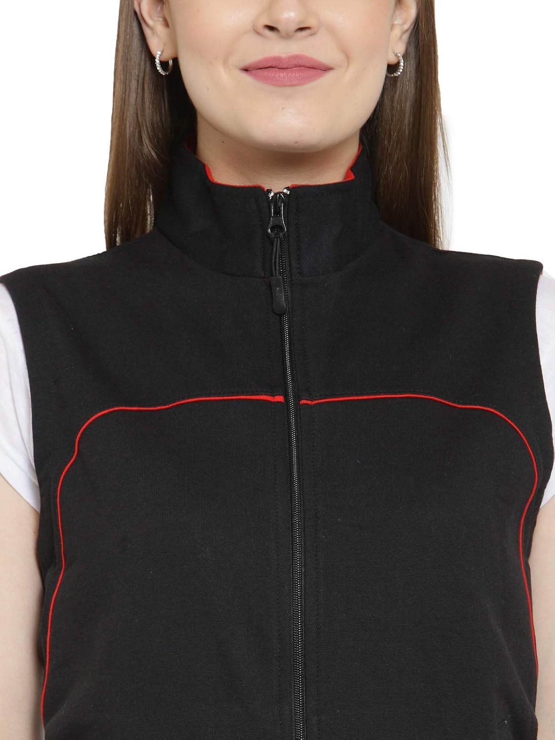 scott premium cotton sleeveless jacket for women - black