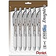 EnerGel Retractable Liquid Gel Pen, Inspire Collection, 0.7mm, Metal Tip, Medium Line, Black Ink, Pack of 6 Pens (BL77INSPBP6M)