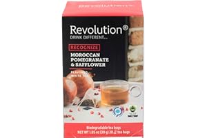 REVOLUTION TEA® Pomegranate White Tea [THE ORIGINAL] – Moroccan Pomegranate & Safflower – Premium Full Leaf Tea – Biodegradable Infuser Tea Bags – Flavored White Tea – 20 Bags