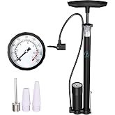 HHYSSG Bicycle Air Pump with A High-Pressure Gauge, 160 Psi; Portable Manual Air Pump Compatible with Three Types of Valve Stems, Suitable for Bicycle Tires, Balls, and Inflatable Mats