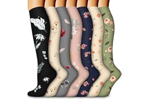 7 Pairs Graduated Compression Socks Women & Men Circulation 20-30 mmHg-Best for Running,Nurse,Travel,Cycling