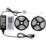 WenTop Led Light Strip Kit DC12V UL Listed Power Supply SMD 5050 32.8 Ft (10M) 300leds RGB Flexible Light Strip 30leds/m with 44 Key Ir Controller Kitchen Cabinet, Bedroom,Sitting Room