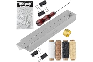 FGNAIC Complete Book Binding Kits, Bookbinding Starter Tool Set with Signature Punching Guide Tool, Awl, Cradle and Wax Thread, Needle, Binder Paper Clips