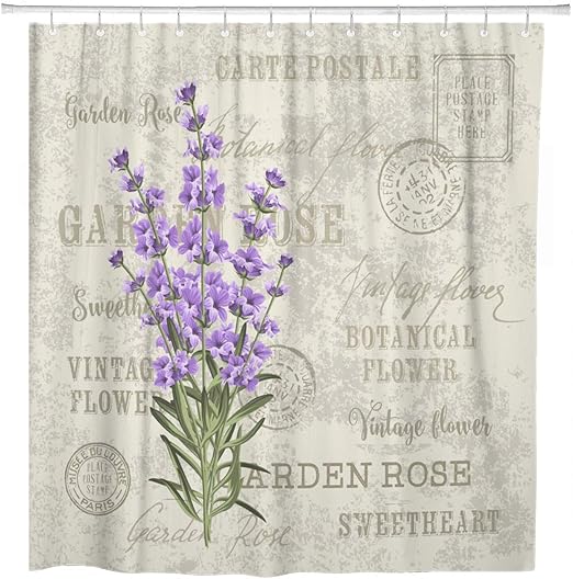 Amazon Com Artsocket Shower Curtain Green Provence The Lavender Elegant Vintage For Label Flowers Home Bathroom Decor Polyester Fabric Waterproof 72 X 72 Inches Set With Hooks Home Kitchen