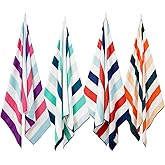 Exclusivo Mezcla 4 Pack Large Quick Dry Beach Towels, Microfiber Sandfree Cabana Stripe Pool Bath Swim Towel with Bag, Lightweight and Thin (Multi, 30x60 Inches)