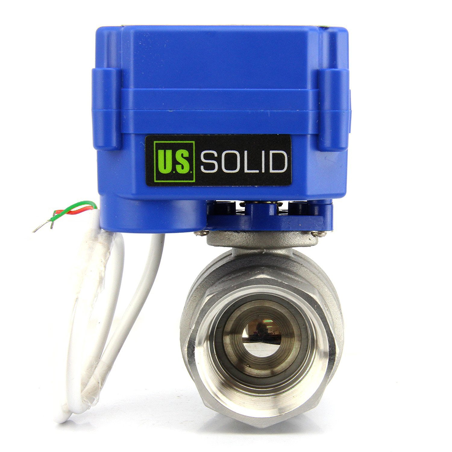 U.S. Solid 1" Motorized Ball Valve DN 25 Stainless Steel Electrical Ball Valve, 9-24V AC/DC, 2 Wire Auto Return Setup