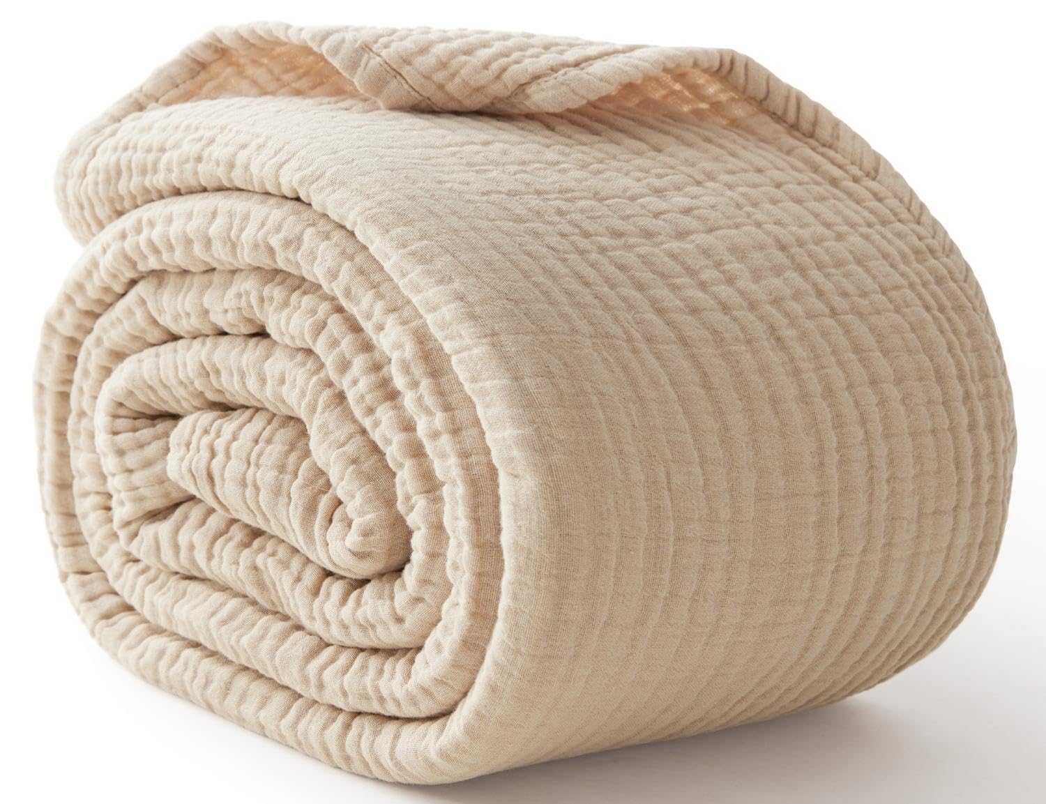 Photo 1 of 100% Cotton Blanket Large 50"x 70", 6 Layers Muslin Blankets, Cooling and Soft Throw Blanket for Bed and Couch, Breathable Quilt Bedspread, Gauze Bedding for Adults, Oatmeal, Beige Linen