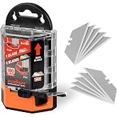 HORUSDY Pack Of 100 Utility Knife Blades, Box Cutter Blades Replacement with Dispenser, SK5 Carbon Steel