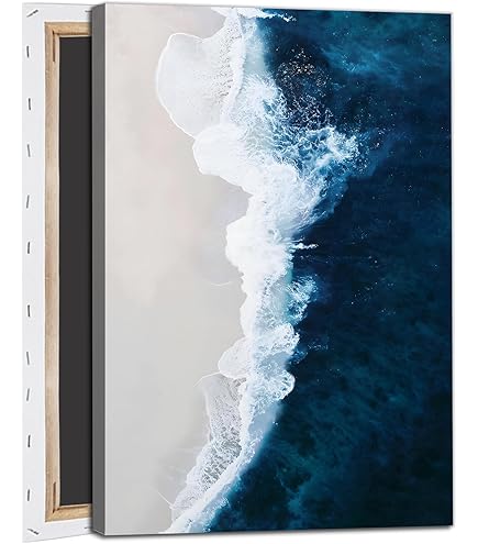 Amazon.com: Ocean Wave Canvas Wall Art Navy Blue Ocean Pictures