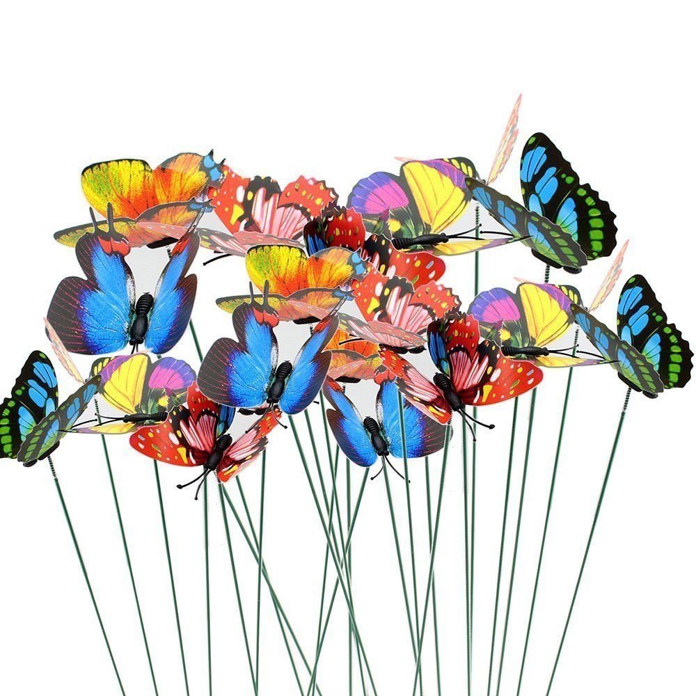 VIMOA Decorative Garden Butterfly Stakes 30pcs Butterfly Stakes Waterproof Butterfly Decor Garden for Flower Beds Plant Pots
